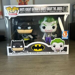 Funko Pop! White Knight Batman & Joker Figures - Black, White, Green
